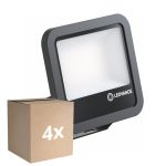 Fordelspakning 4x Ledvance LED Flomlys Aluminium Svart 69W 9150lm 100D - 830 Varm Hvit | IP66 - Symmetrisk