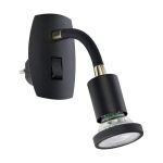 Eglo Veggbelysning Parrini Lamp med Stikkontakt Svart 4.5W 345lm - 830 Varm Hvit | IP20 - Inkl. 1x GU10
