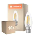 Fordelspakning 10x Ledvance Classic LED B22 Mignon Filament Klar 3.4W 470lm - 827 Ekstra Varm Hvit | Erstatter 40W